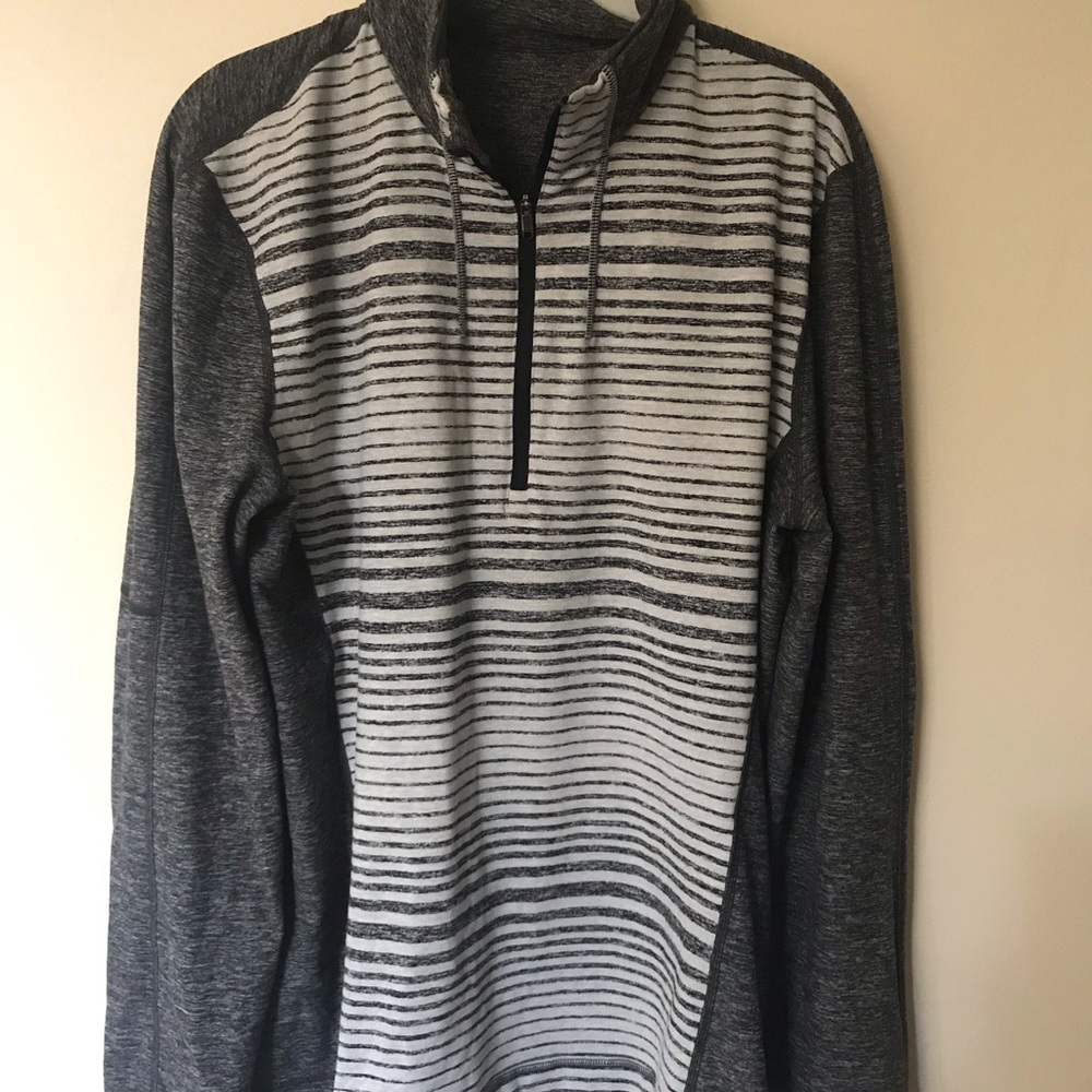 Grey striped Lululemon Quarter Zip Up
